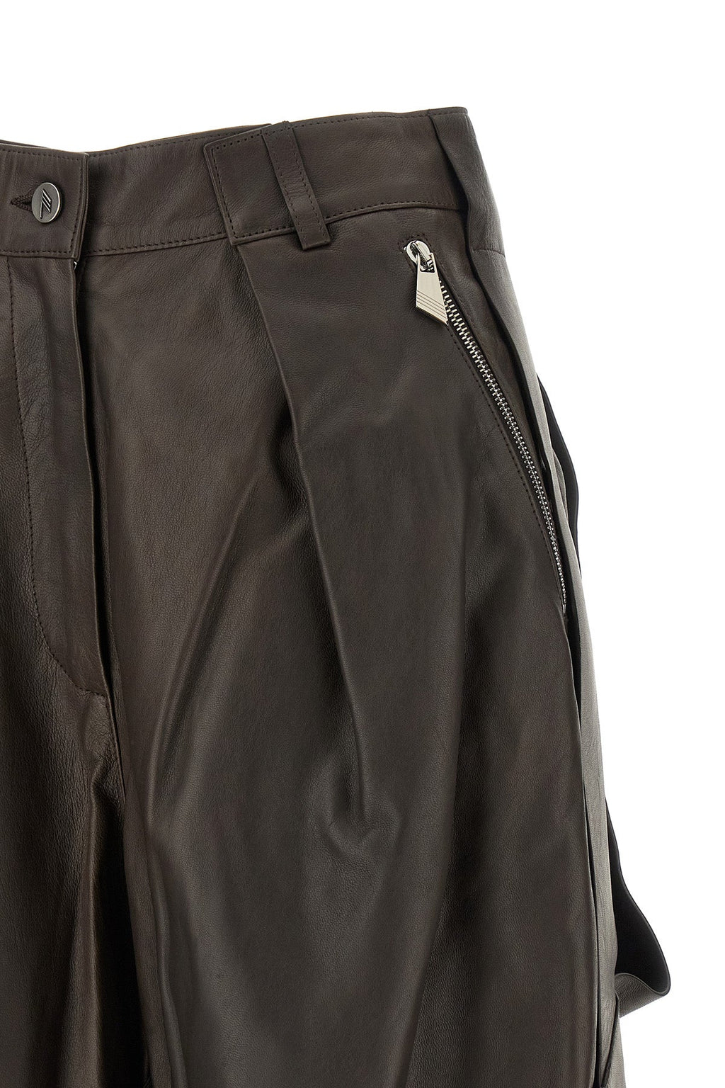 The Attico Women's Brown Leather Bermuda Shorts - image 4