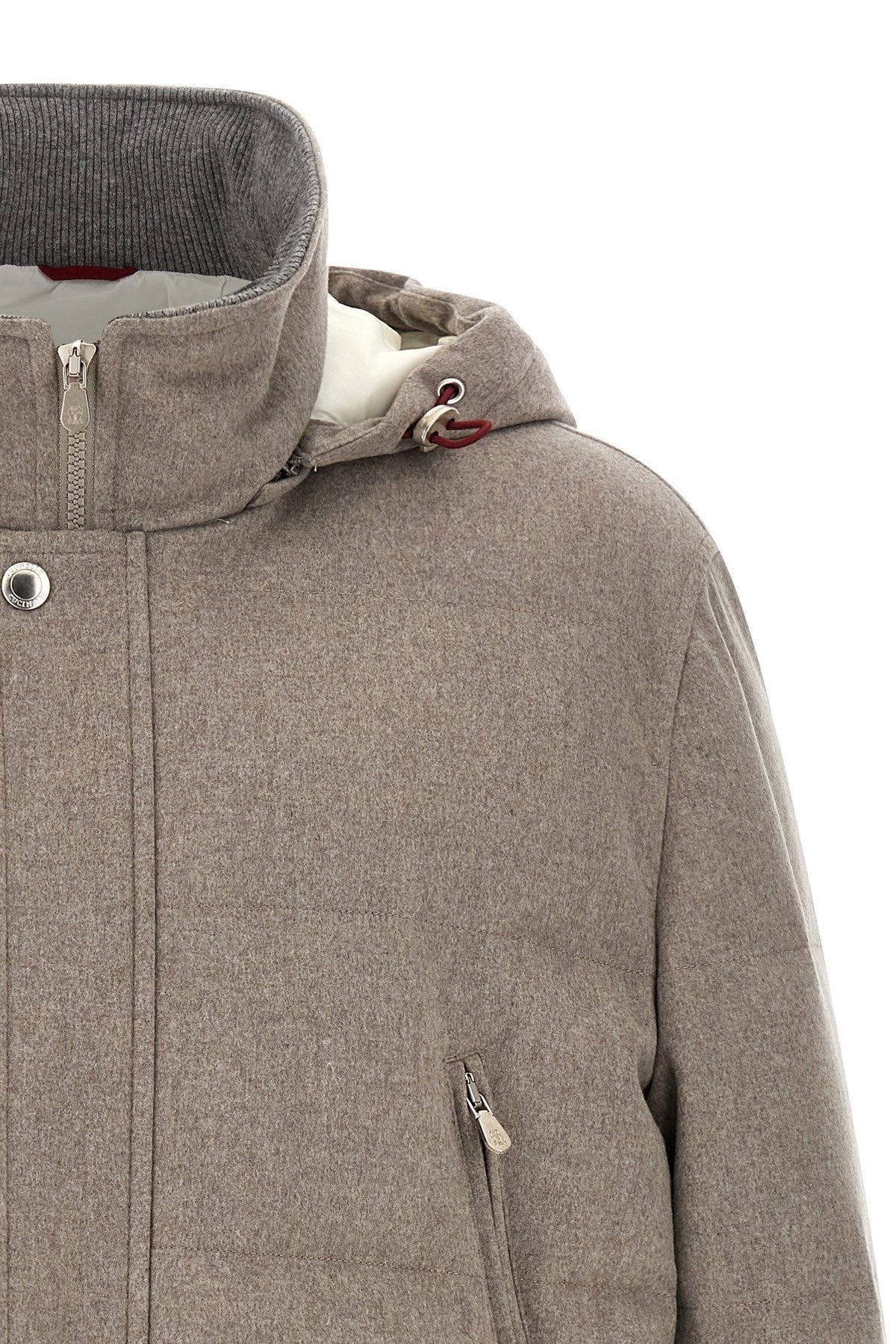 Brunello Cucinelli Men's Wool Flannel Parka in Beige - view 4