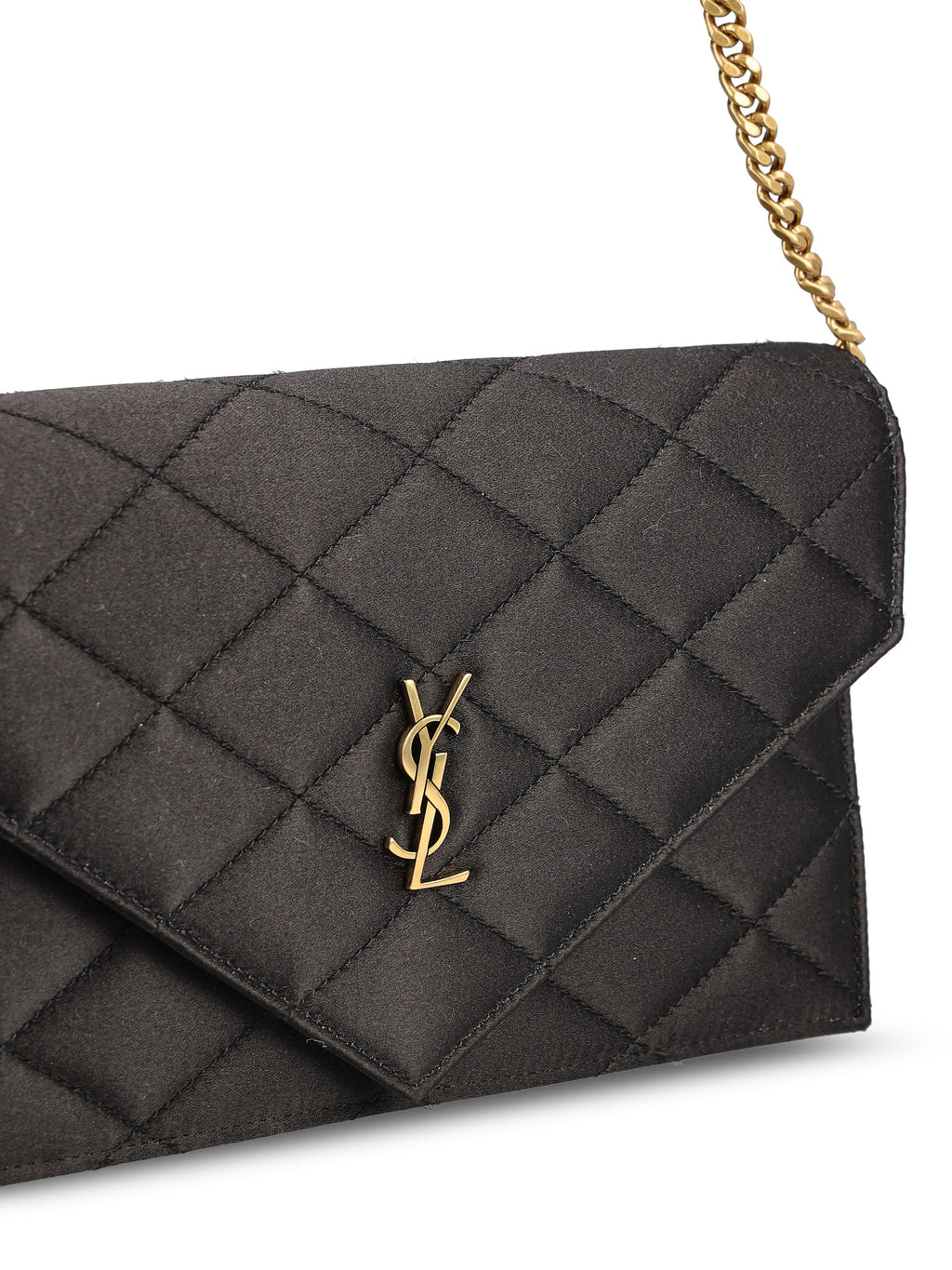 Saint Laurent Women's Silk Satin Paris Pouch in Black - view 4