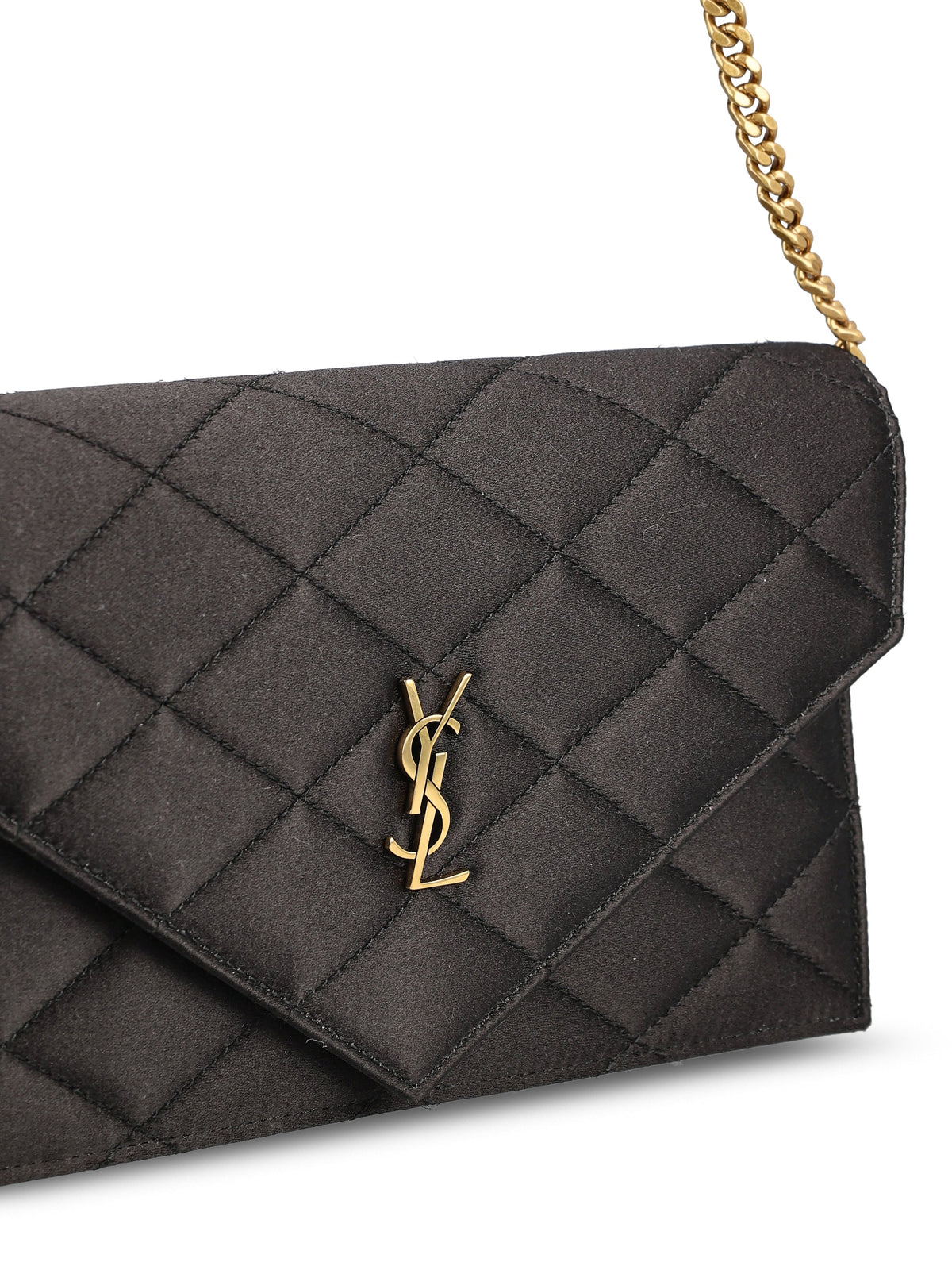 Saint Laurent Women's Silk Satin Paris Pouch in Black - view 4