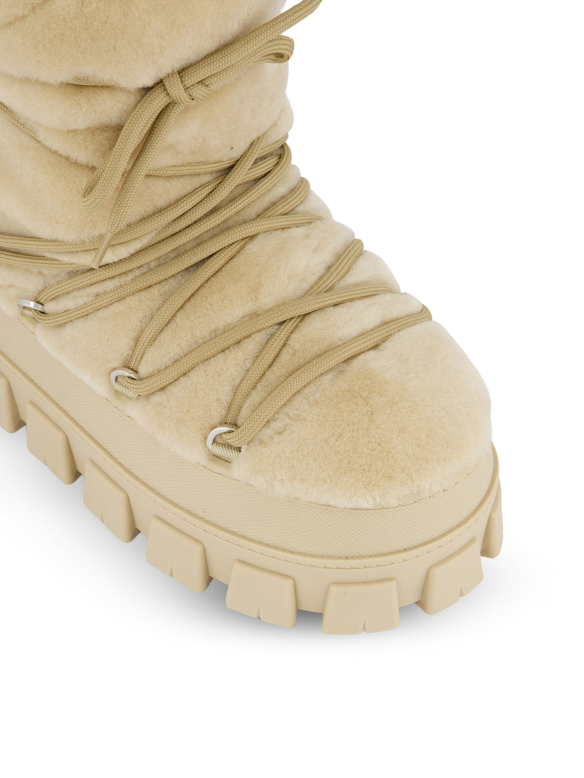 Prada Women's Shearling Apres-Ski Boots in Ecru - view 4