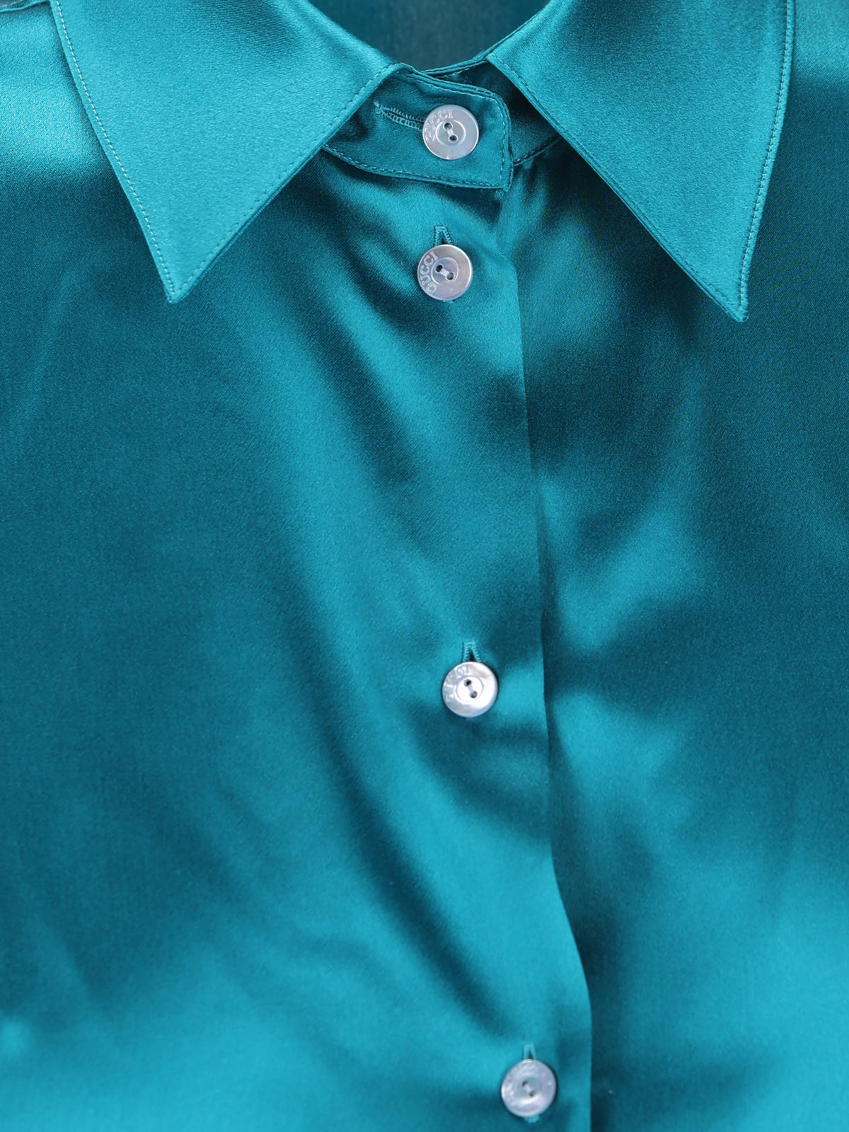 Gucci Women's Silk Satin Shirt in Light Blue - view 4