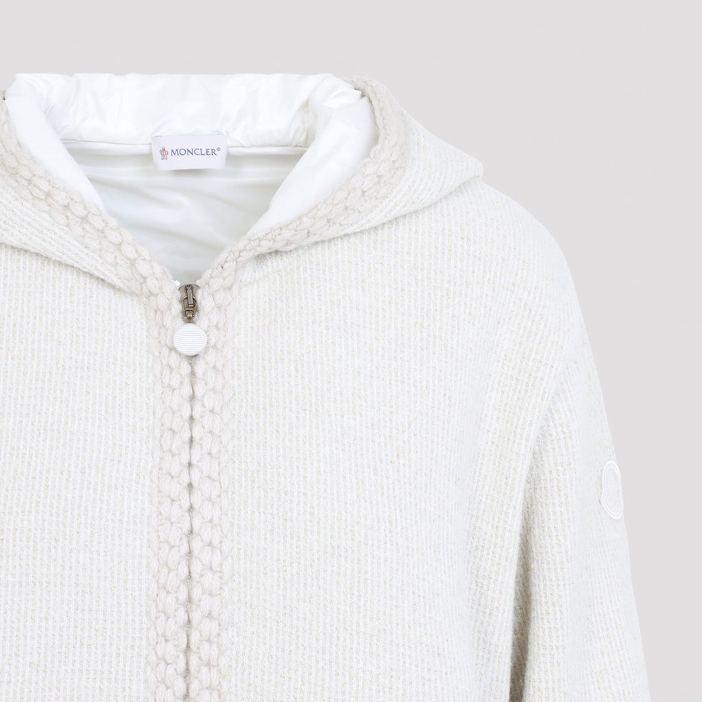Moncler Women's Wool Blend Zip Cardigan in White