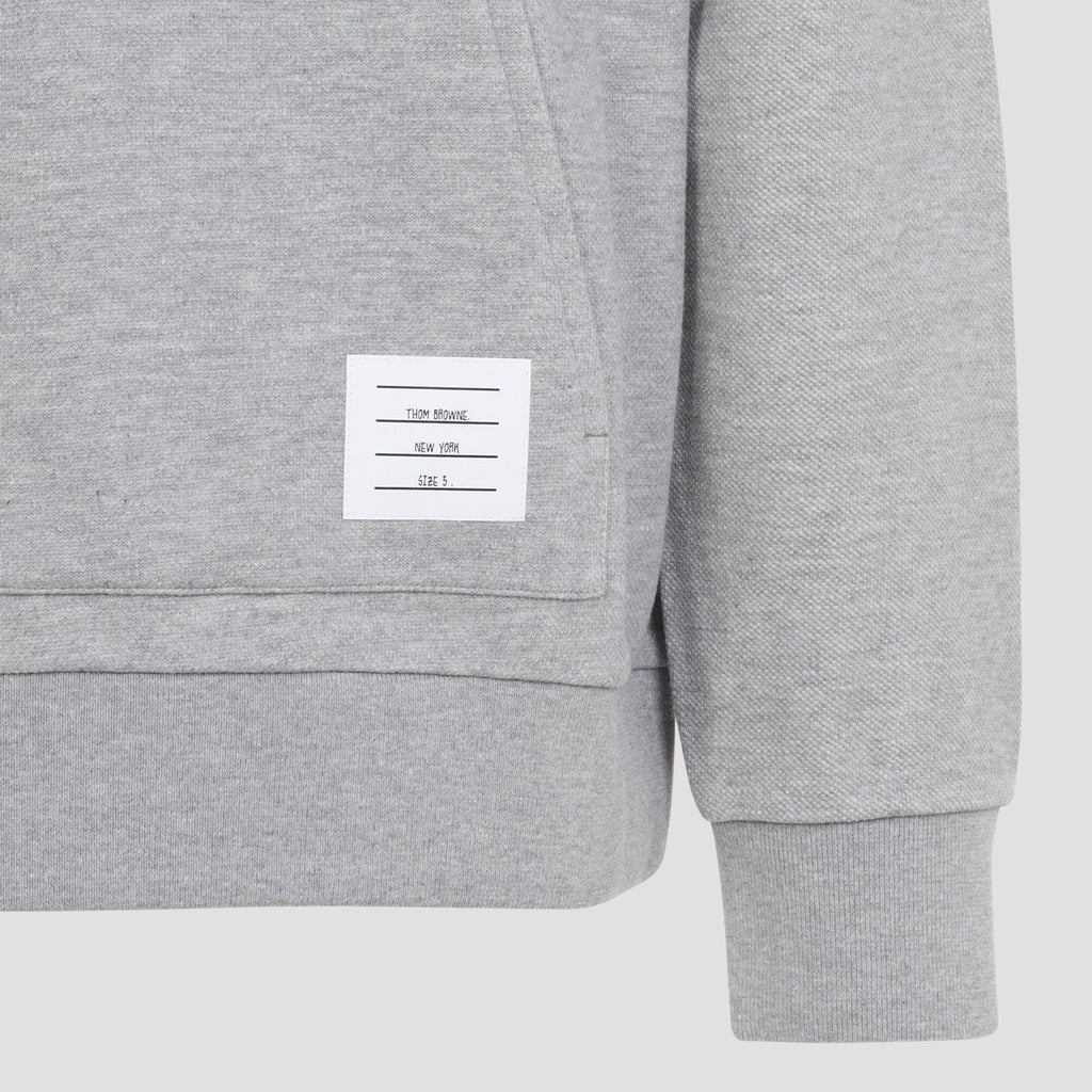 Thom Browne Men's Cotton Funnel Neck Pullover in Grey