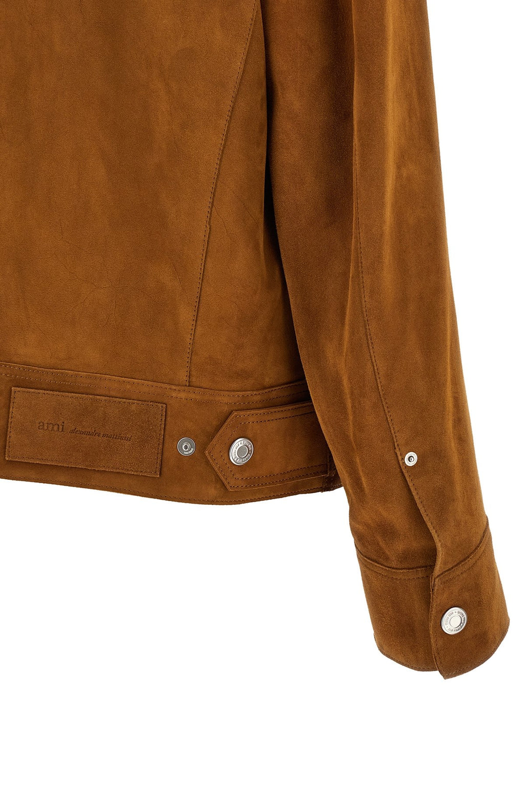 Ami Paris Men's Trucker Jacket in Brown Leather - view 4
