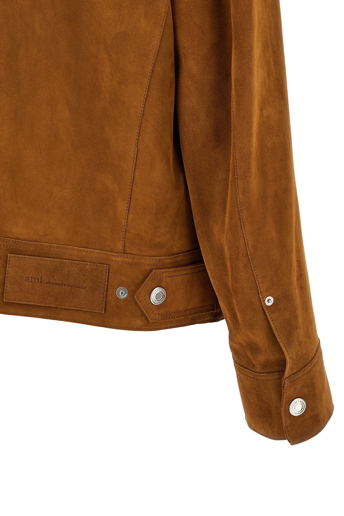 Ami Paris Men's Trucker Jacket in Brown Leather - view 4