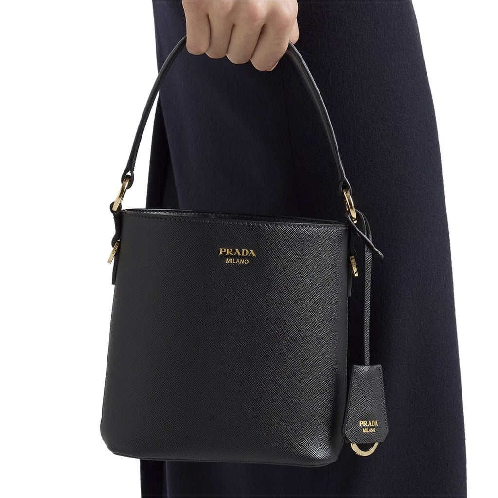 Prada Women's Saffiano Bucket Bag in Black