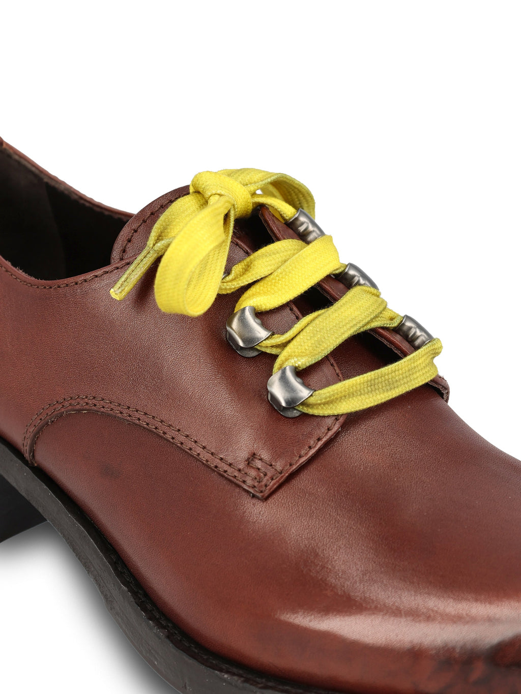Prada Women's Antique Leather Lace-Up Shoes in Brown - view 4