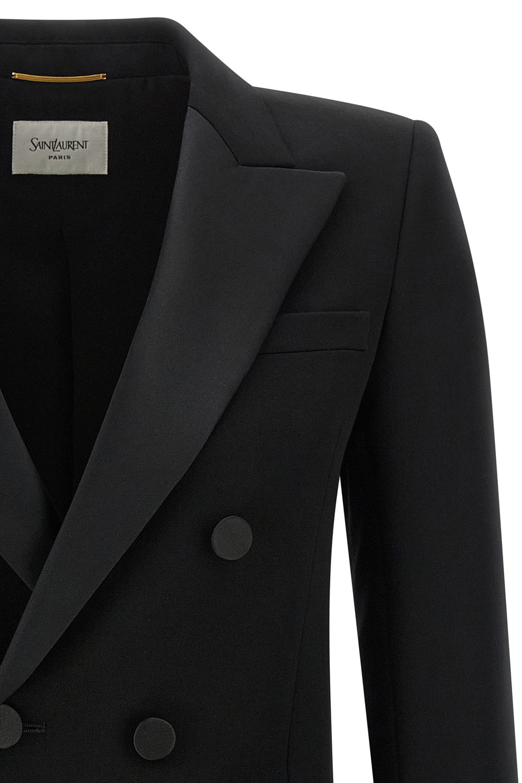 Saint Laurent Women's Satin Lapel Double-Breasted Blazer - image 4