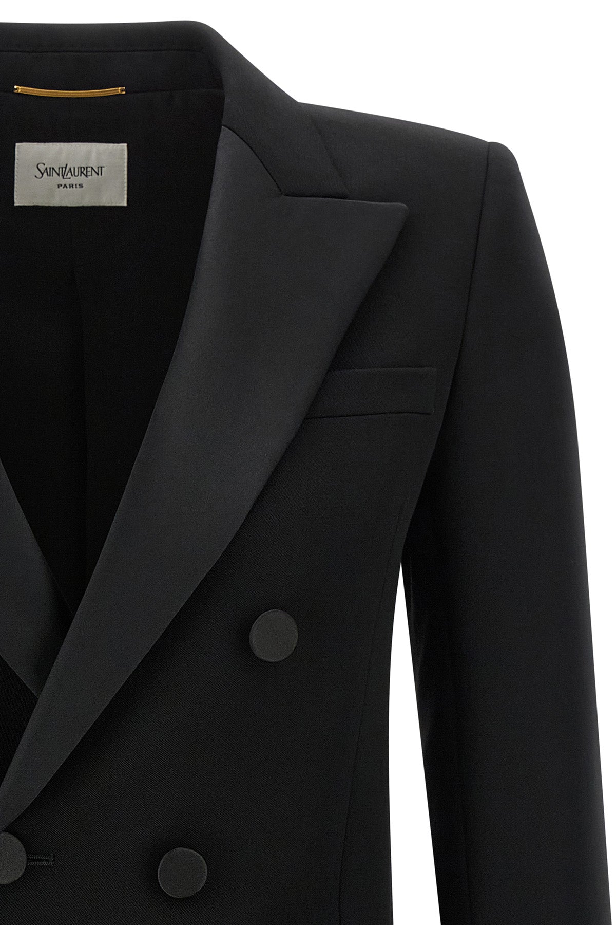 Saint Laurent Women's Satin Lapel Double-Breasted Blazer - image 4