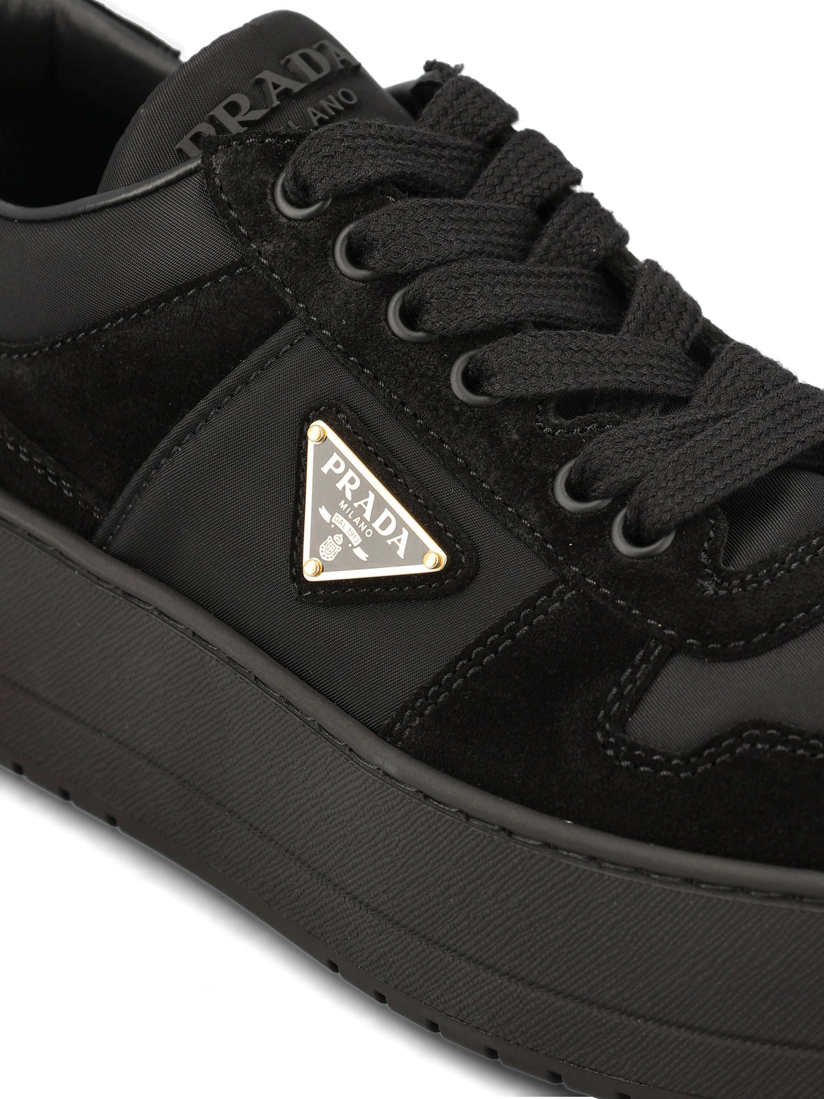 Prada Women's Downtown Leather Sneakers in Black - view 4