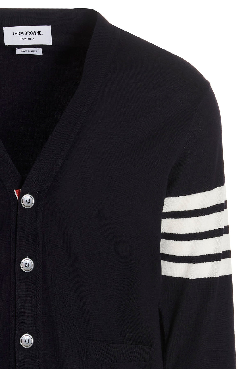 Thom Browne Men's V-Neck Cardigan With 4-Bar Intarsia - image 4