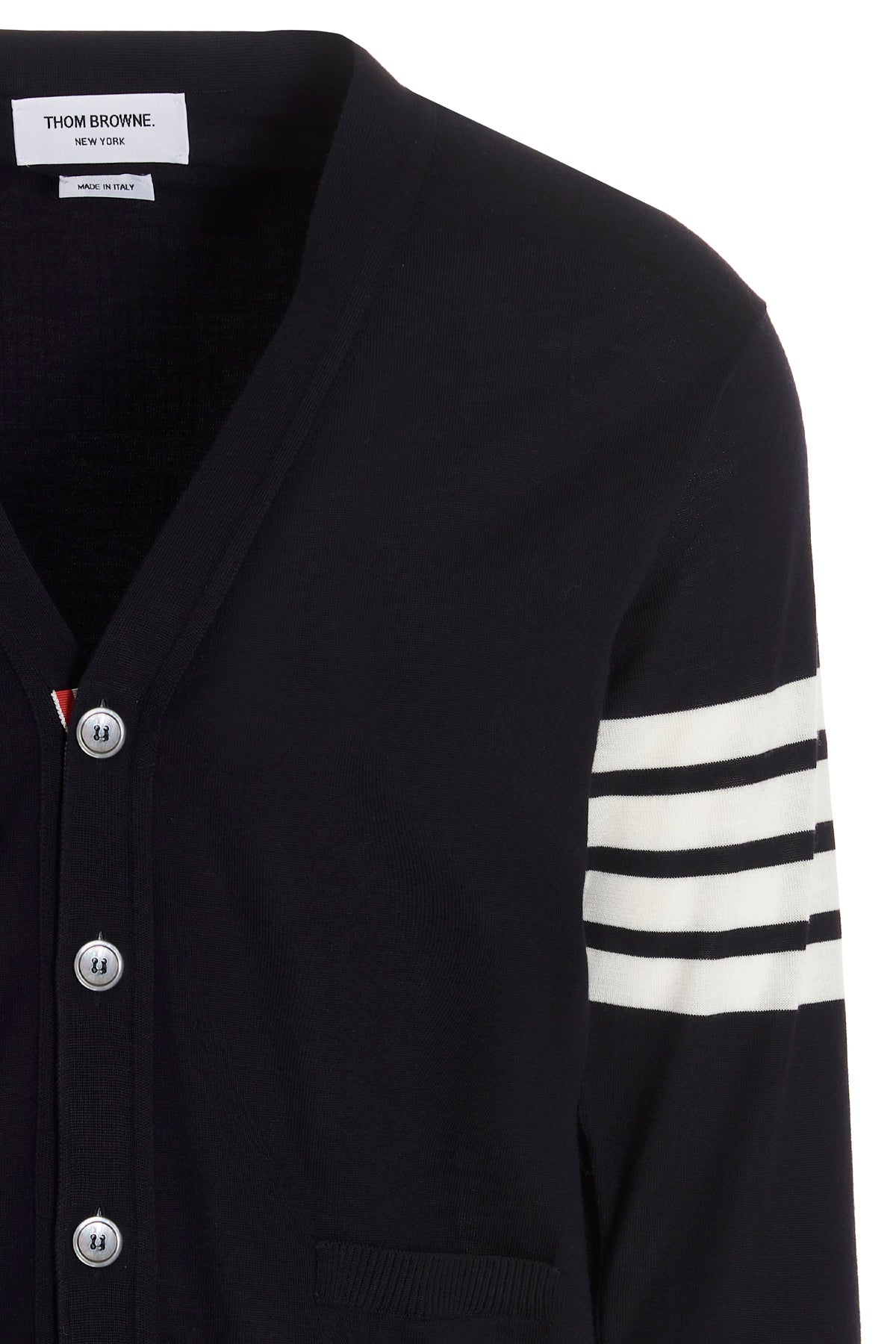 Thom Browne Men's V-Neck Cardigan With 4-Bar Intarsia - image 4