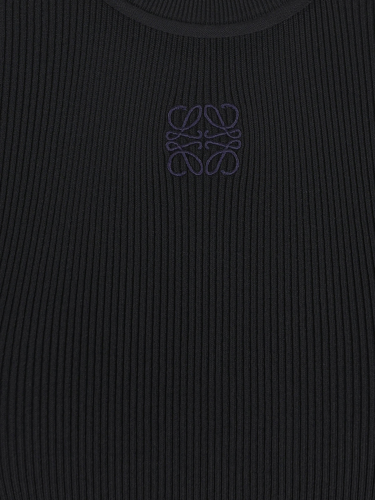 Loewe Women's Viscose Ribbed Anagram Top in Black - view 4