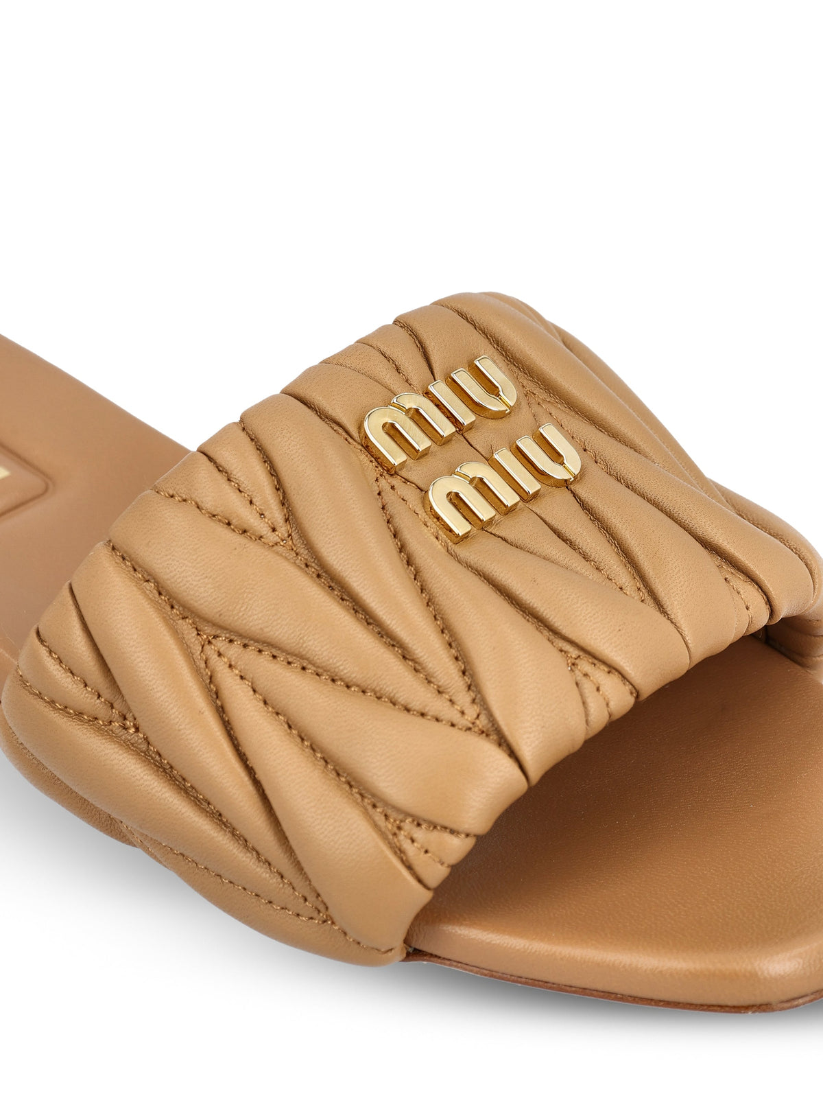 Miu Miu Women's Quilted Nappa Sandals in Brown - view 4