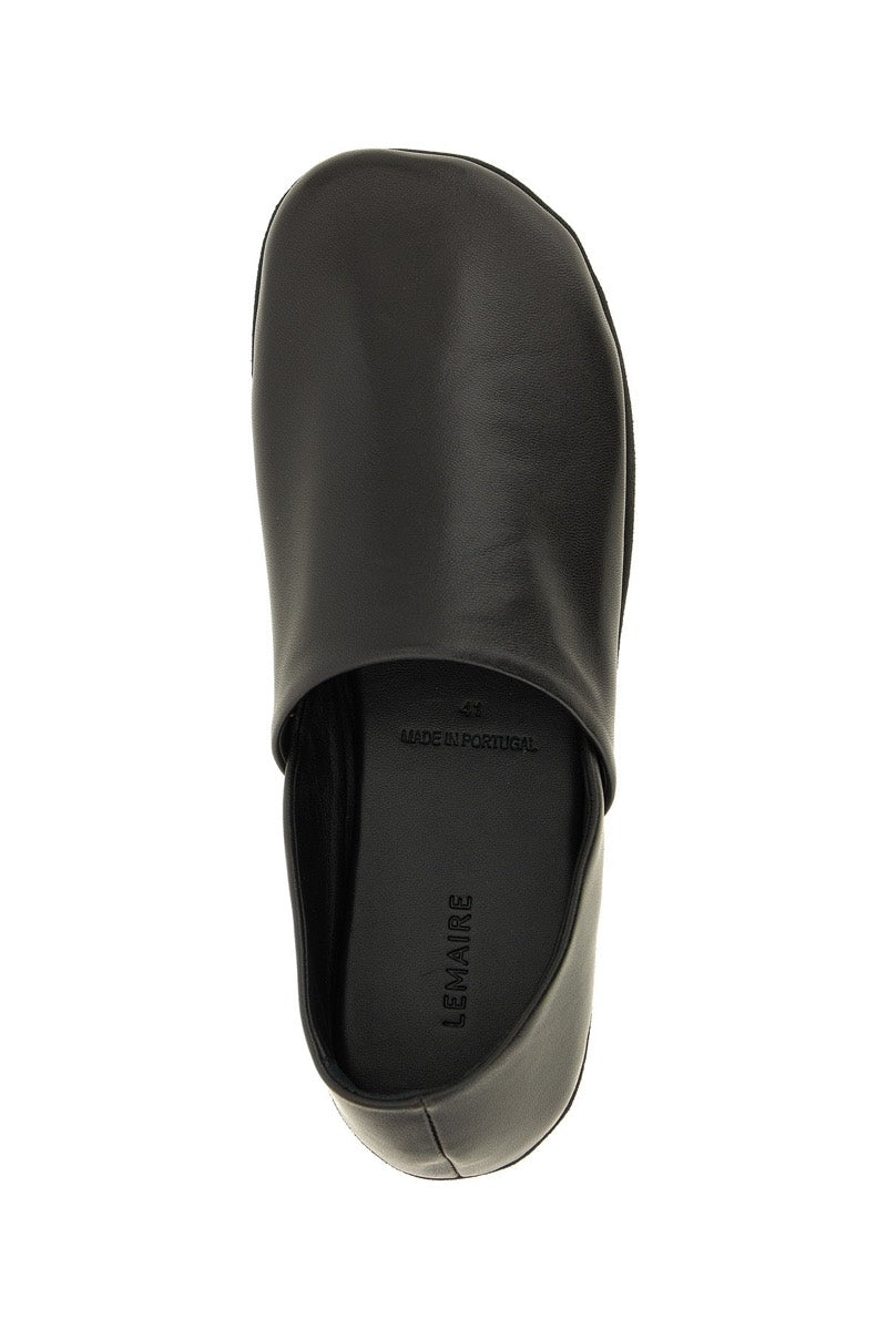 Lemaire Men's Nappa Leather Slipper Loafers in Black
