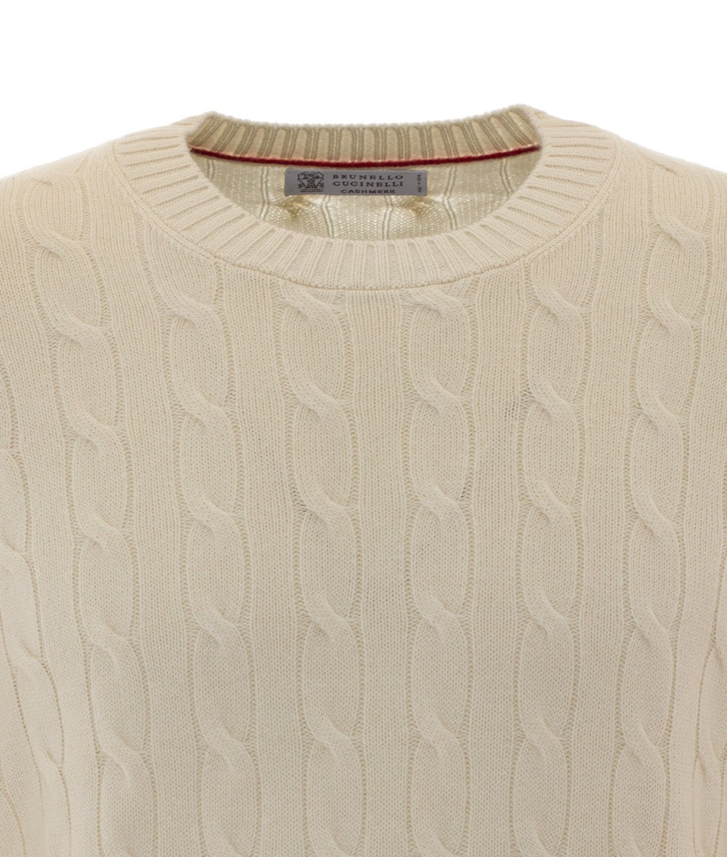Brunello Cucinelli Men's Cashmere Sweater in White