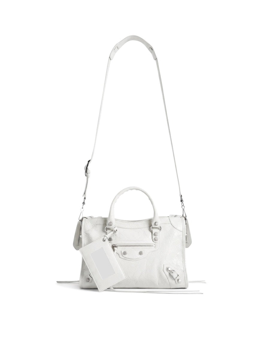 Balenciaga Women's Lambskin Le City Bag in Optic White