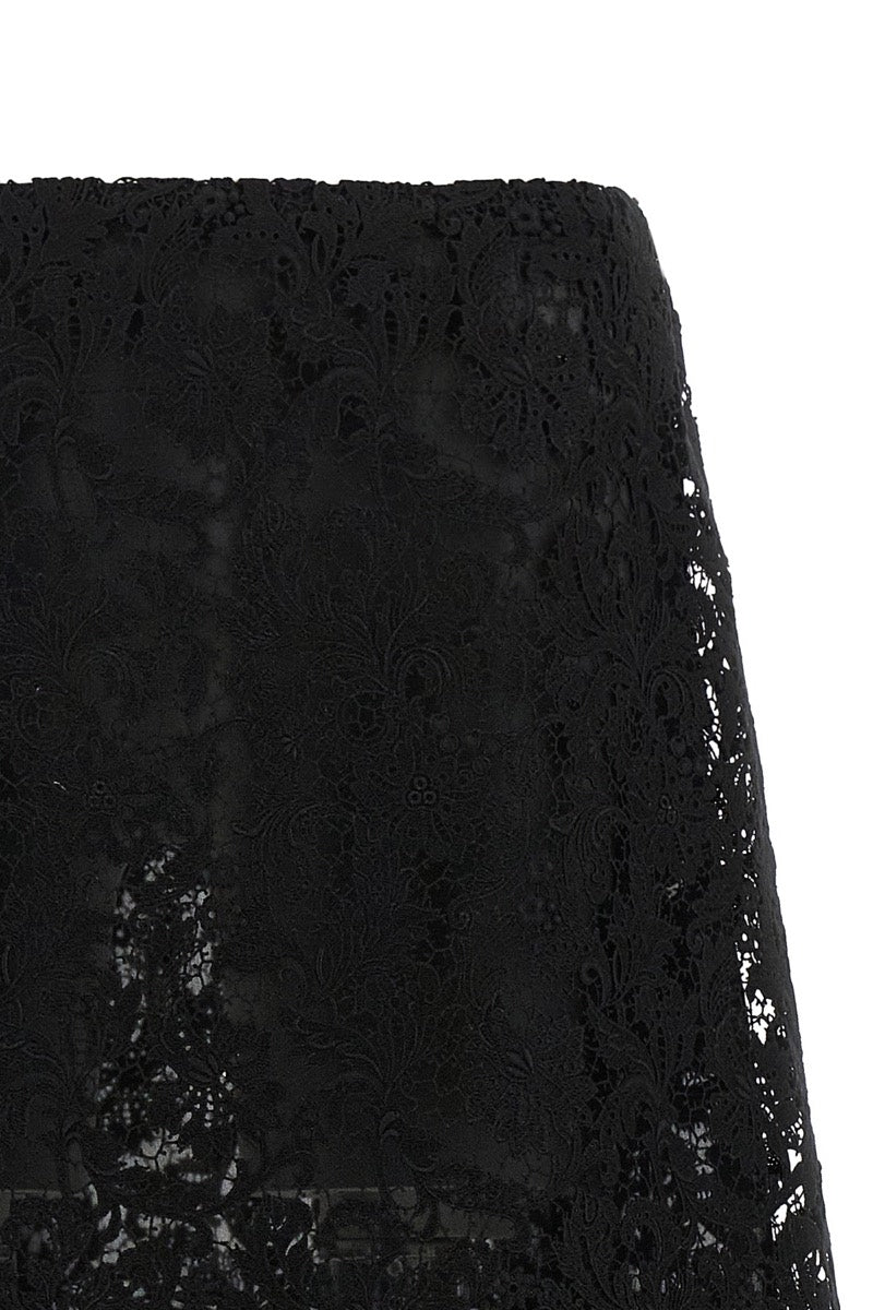 Fendi Women's Cotton Lace Midi Skirt in Black