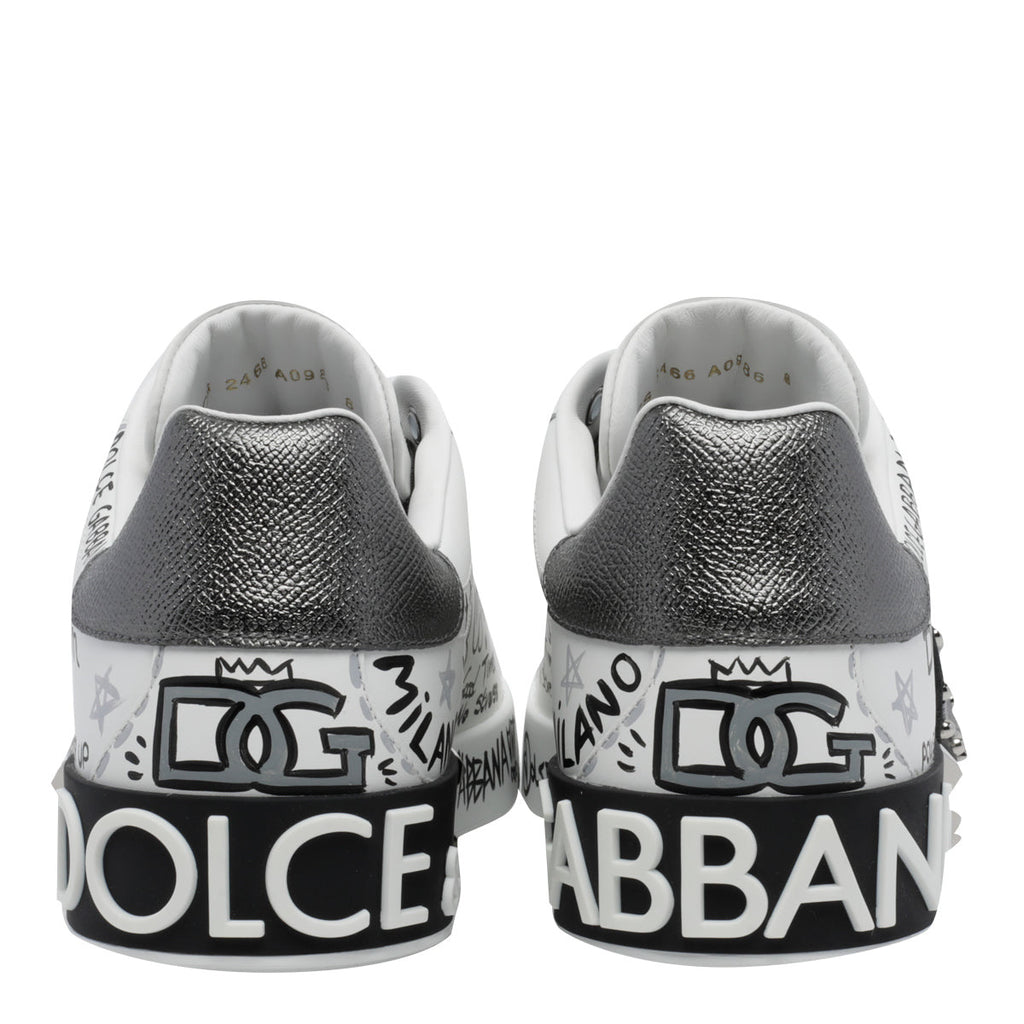 Dolce & Gabbana Men's Leather Portofino Sneakers in White