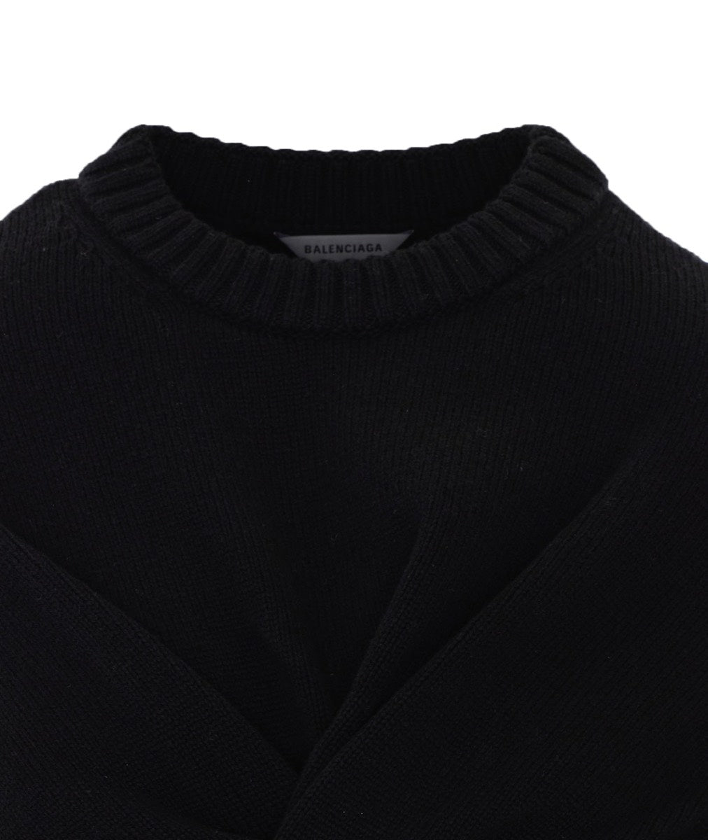 Balenciaga Women's Wool Cropped Sweater in Black