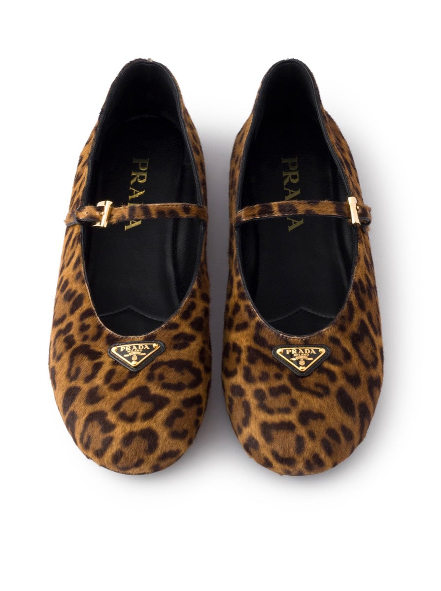 Prada Women's Calf Leather Ballerina Flats in Honey