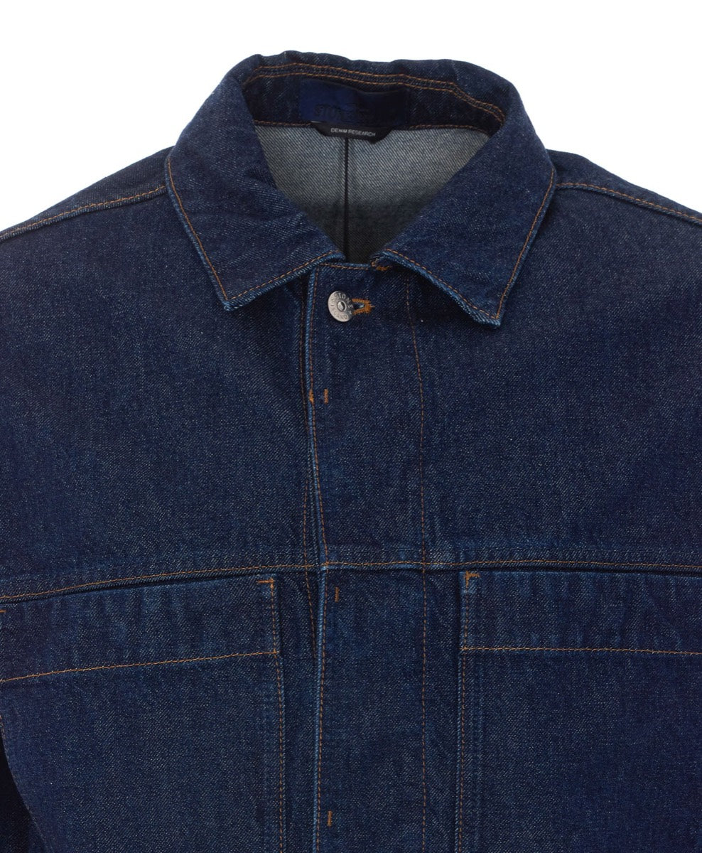Stone Island Men's Cotton Denim Jacket in Blue