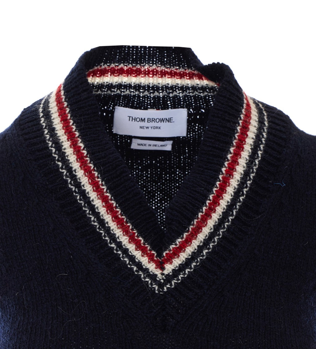 Thom Browne Women's Wool Knitted Vest in Blue