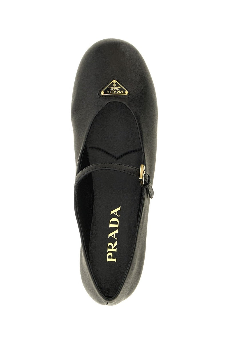 Prada Women's Nappa Leather Ballet Flats in Black