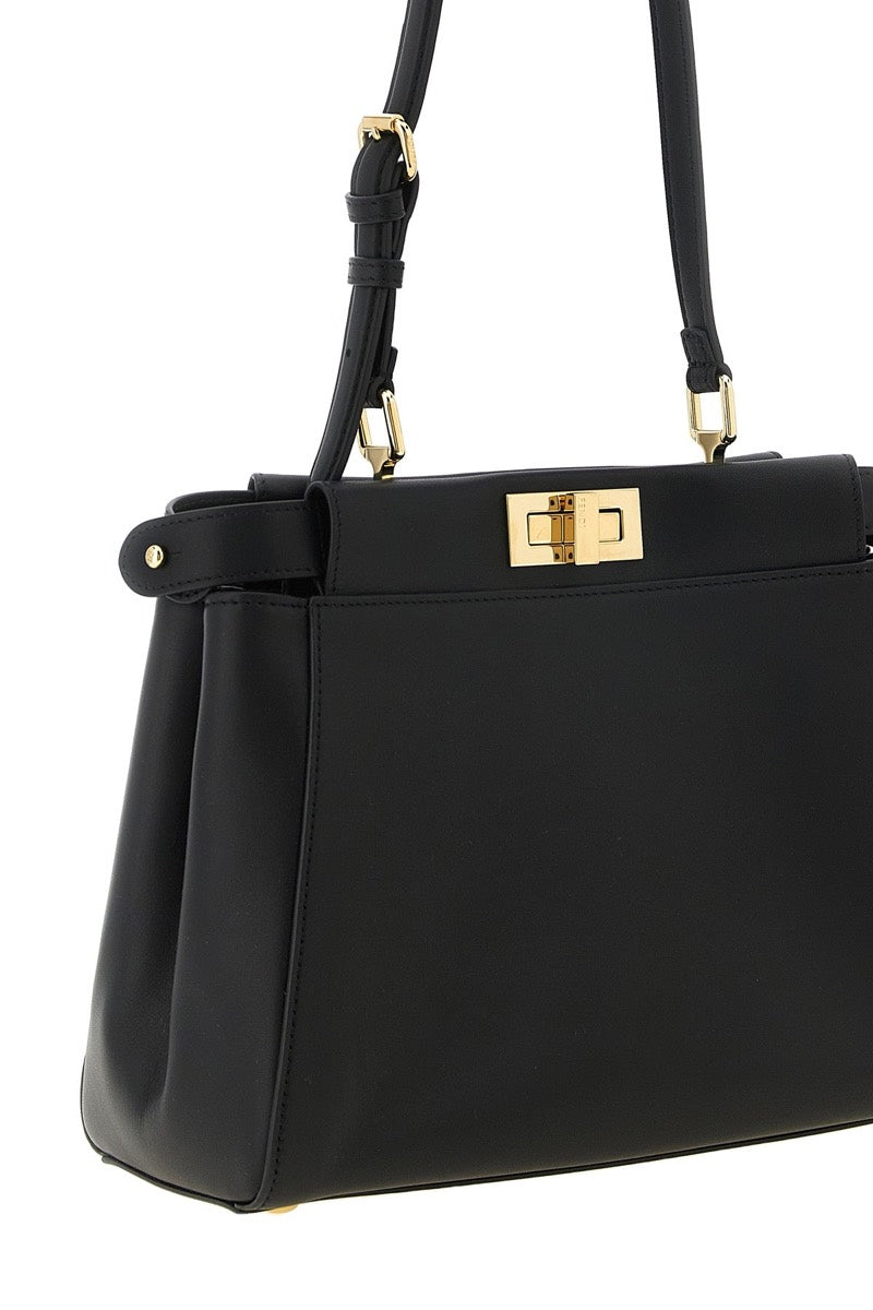 Fendi Women's Leather Peekaboo Shoulder Bag in Black