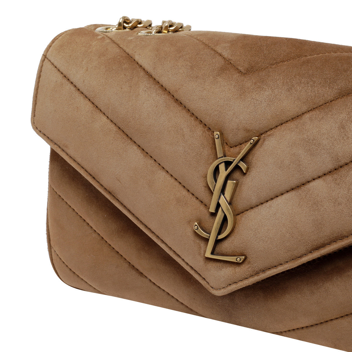 Saint Laurent Women's Suede LouLou Bag in Caramel