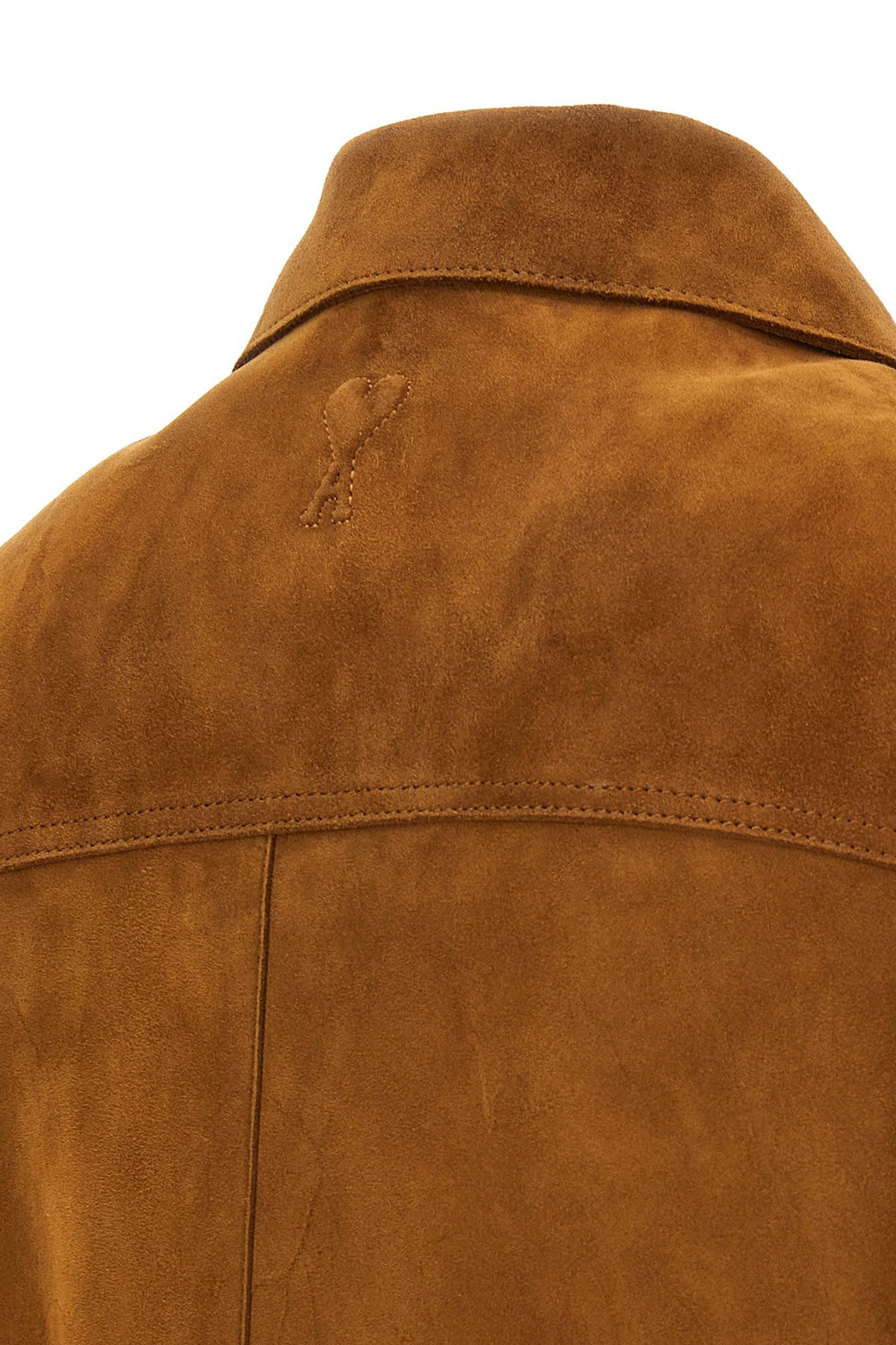 Ami Paris Men's Trucker Jacket in Brown Leather - view 5