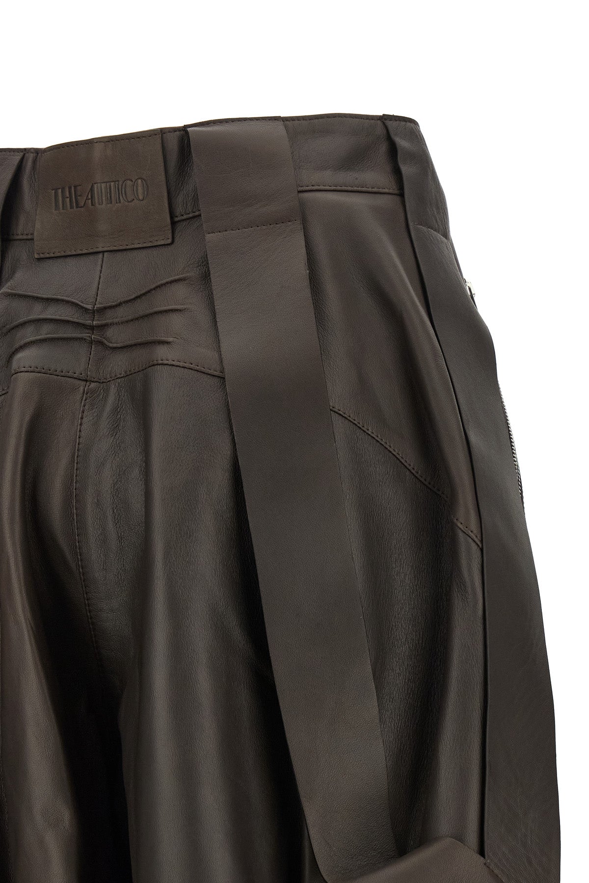 The Attico Women's Brown Leather Bermuda Shorts - image 5