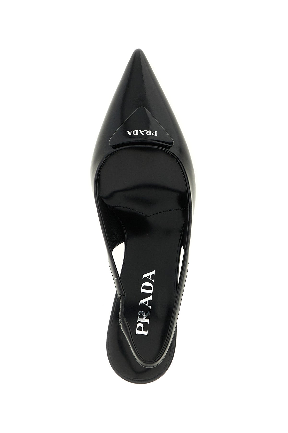 Prada Women's Black Brushed Leather Slingback Pumps - image 5