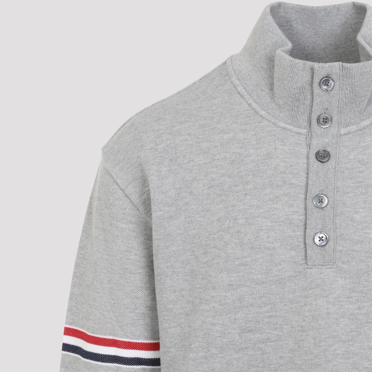 Thom Browne Men's Cotton Funnel Neck Pullover in Grey