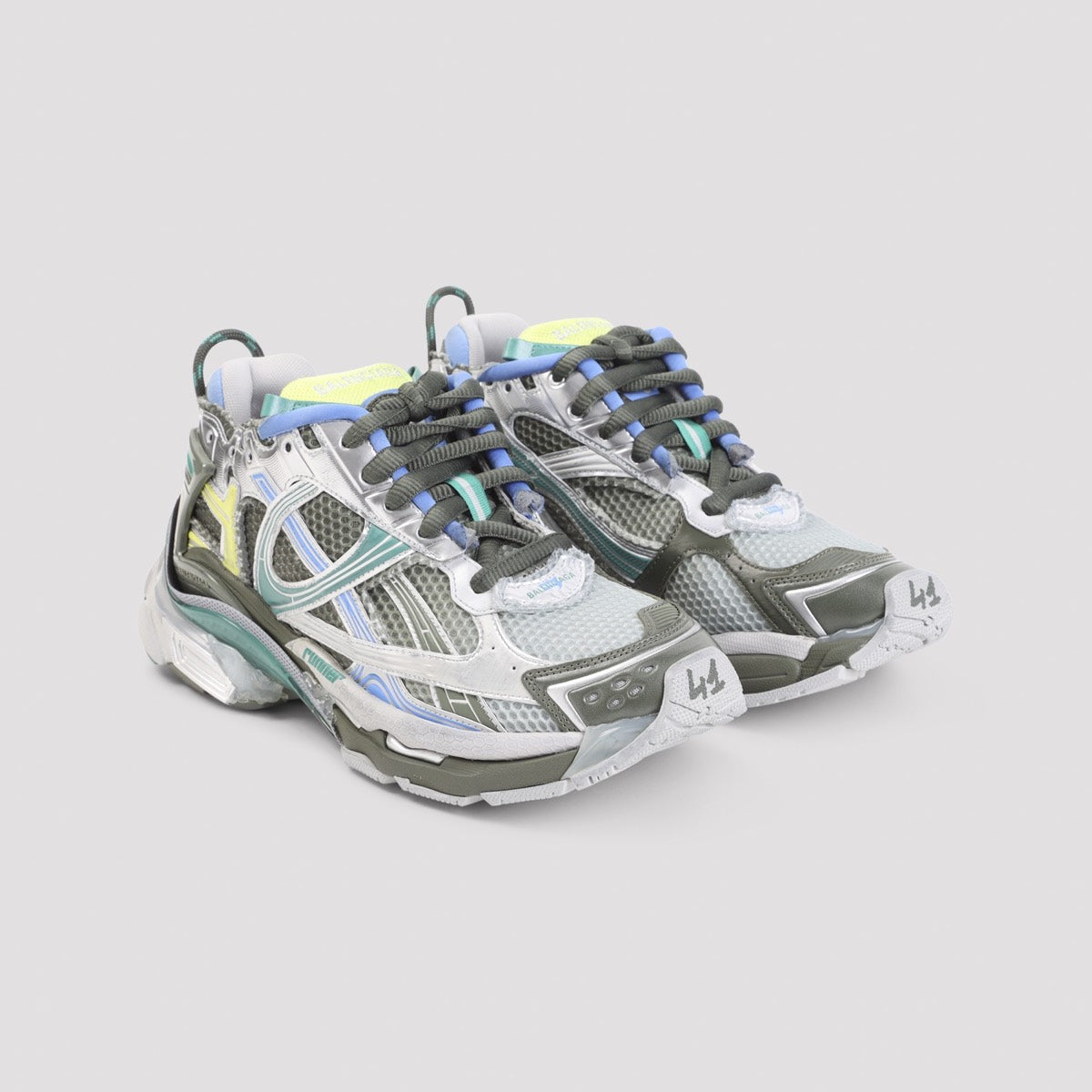 Balenciaga Men's Rubber Runner Gradient Sneakers in Blue