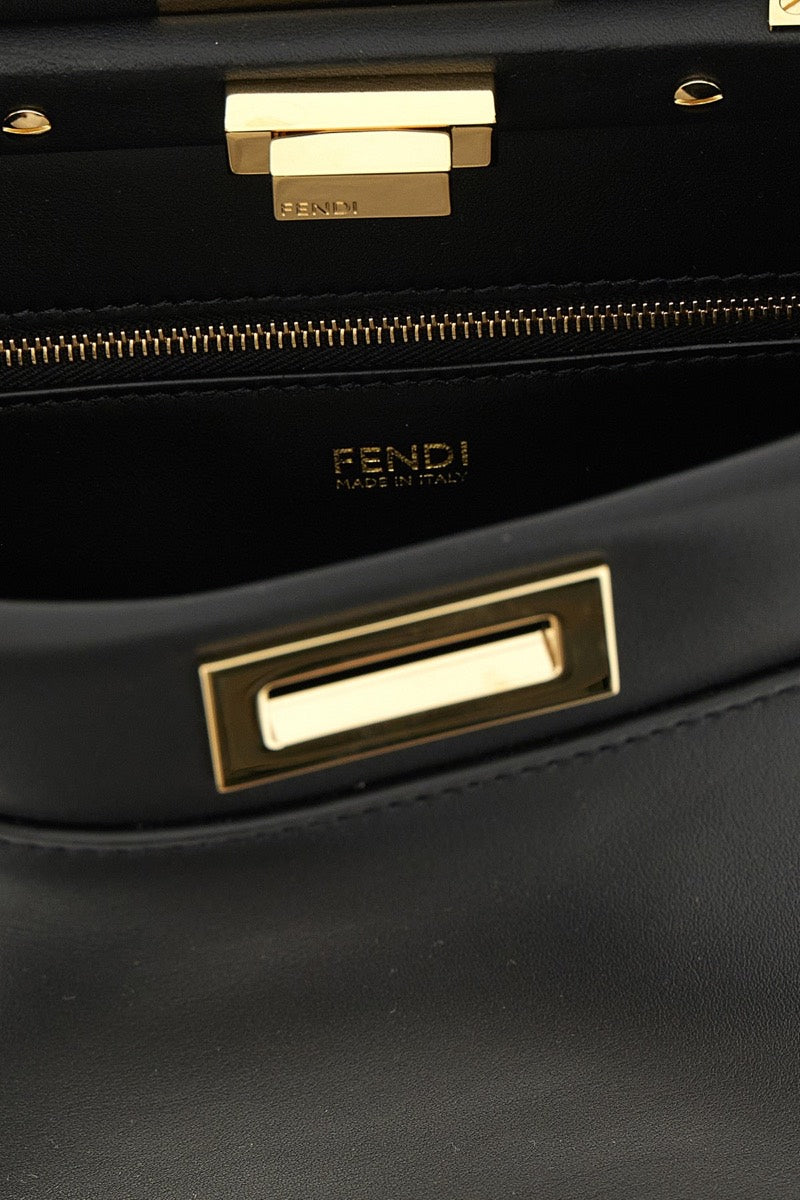 Fendi Women's Leather Peekaboo Shoulder Bag in Black