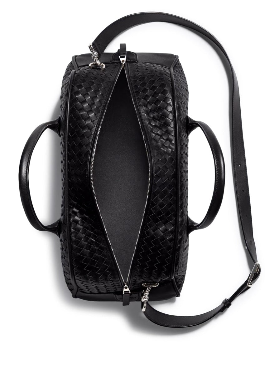 Bottega Veneta Men's Leather Woven Satchel in Black
