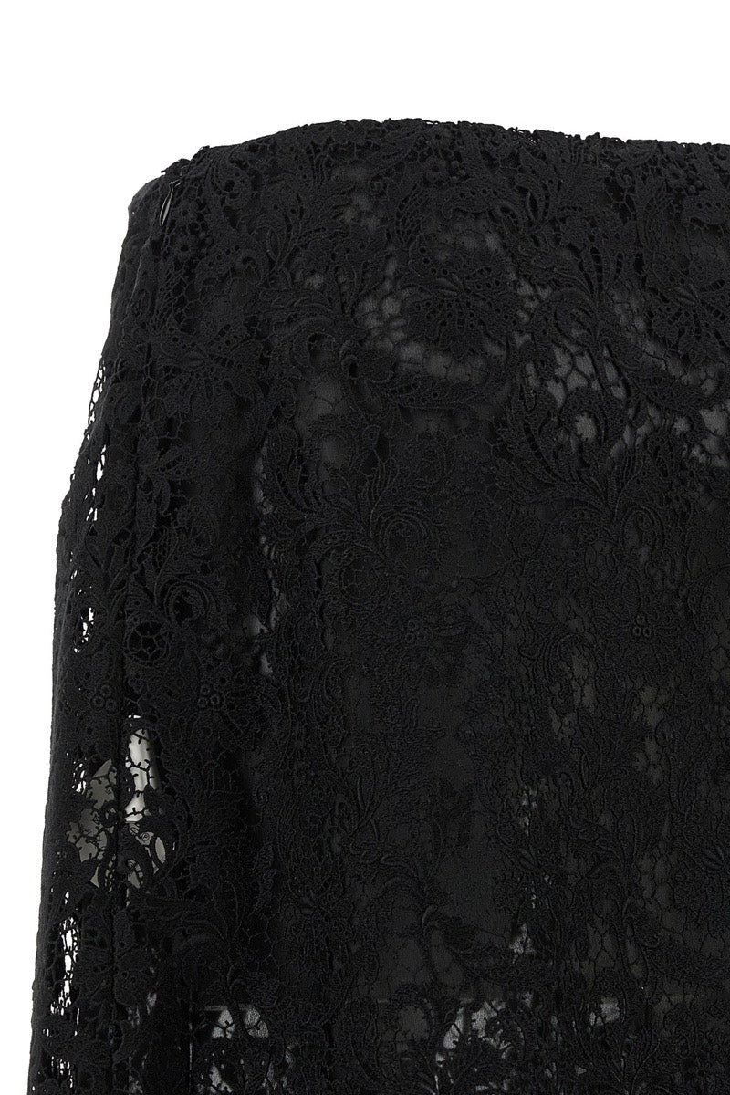 Fendi Women's Cotton Lace Midi Skirt in Black