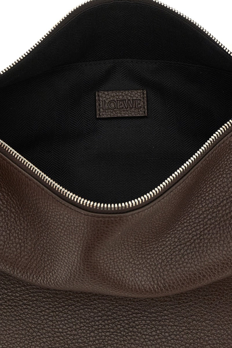 Loewe Men's Leather Loop Hobo Shoulder Bag in Brown