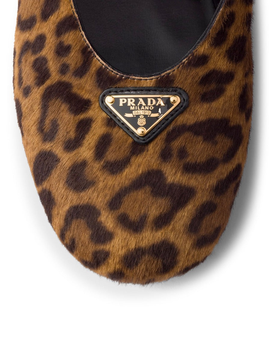 Prada Women's Calf Leather Ballerina Flats in Honey