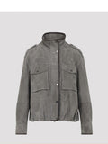 Brunello Cucinelli Women's Leather Jacket in Grey