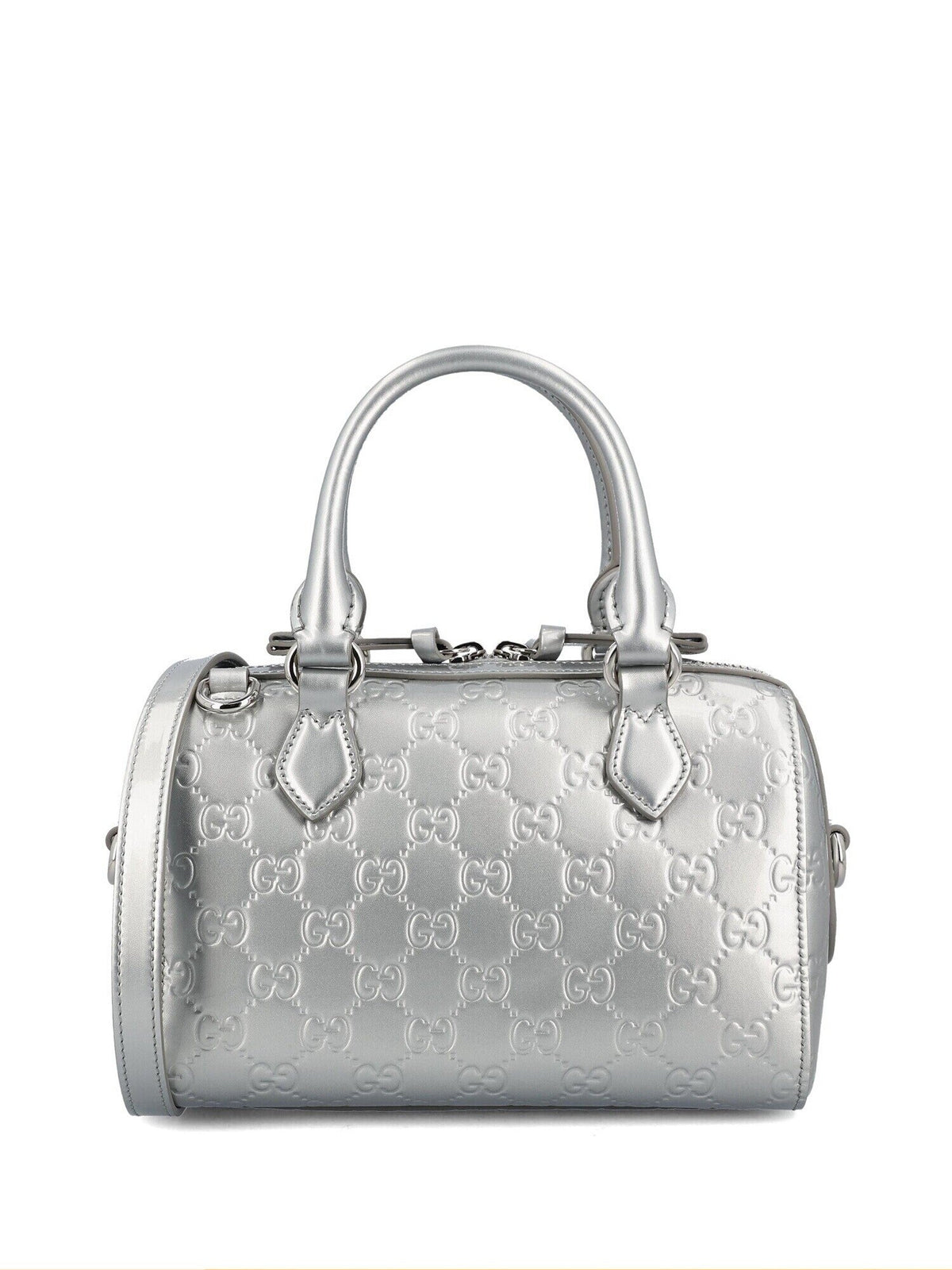 Gucci Women's Emblem Small Shoulder Bag in Silver