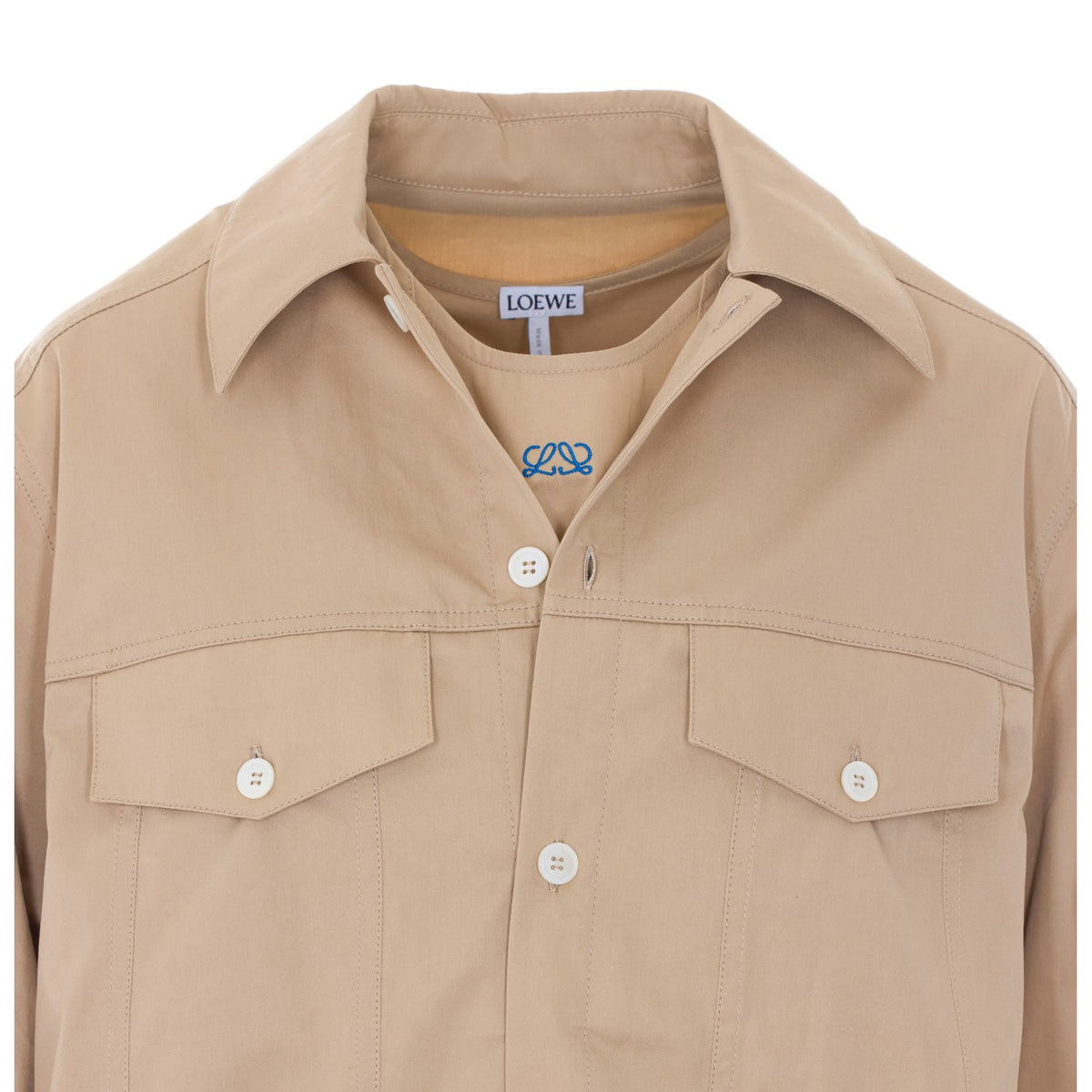 Loewe Women's Chemisier Cotton Dress in Beige - view 4