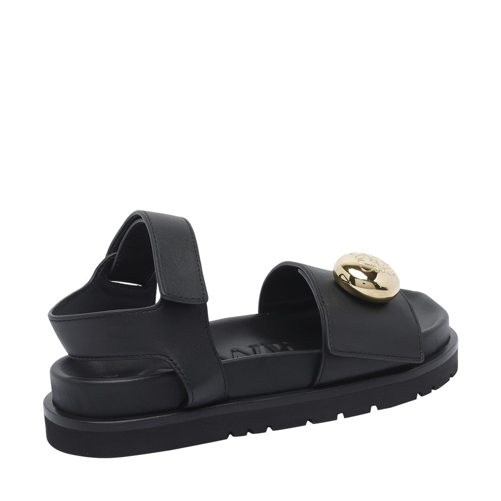 Loewe Women's Pebble Fussbett Leather Sandals in Black - view 3