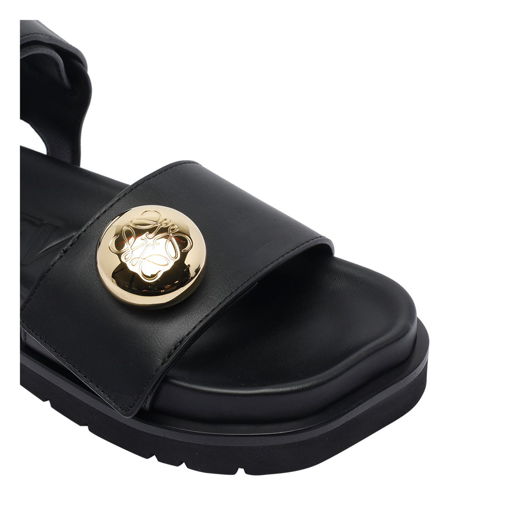 Loewe Women's Pebble Fussbett Leather Sandals in Black - view 4