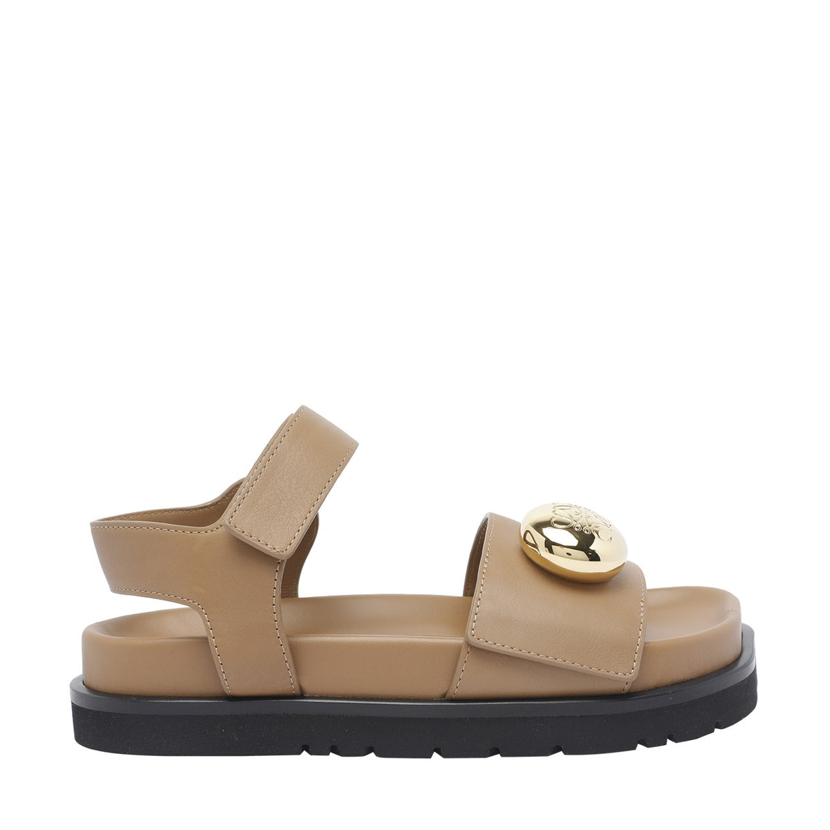 Loewe Women's Pebble Fussbett Leather Sandals in Beige - view 1