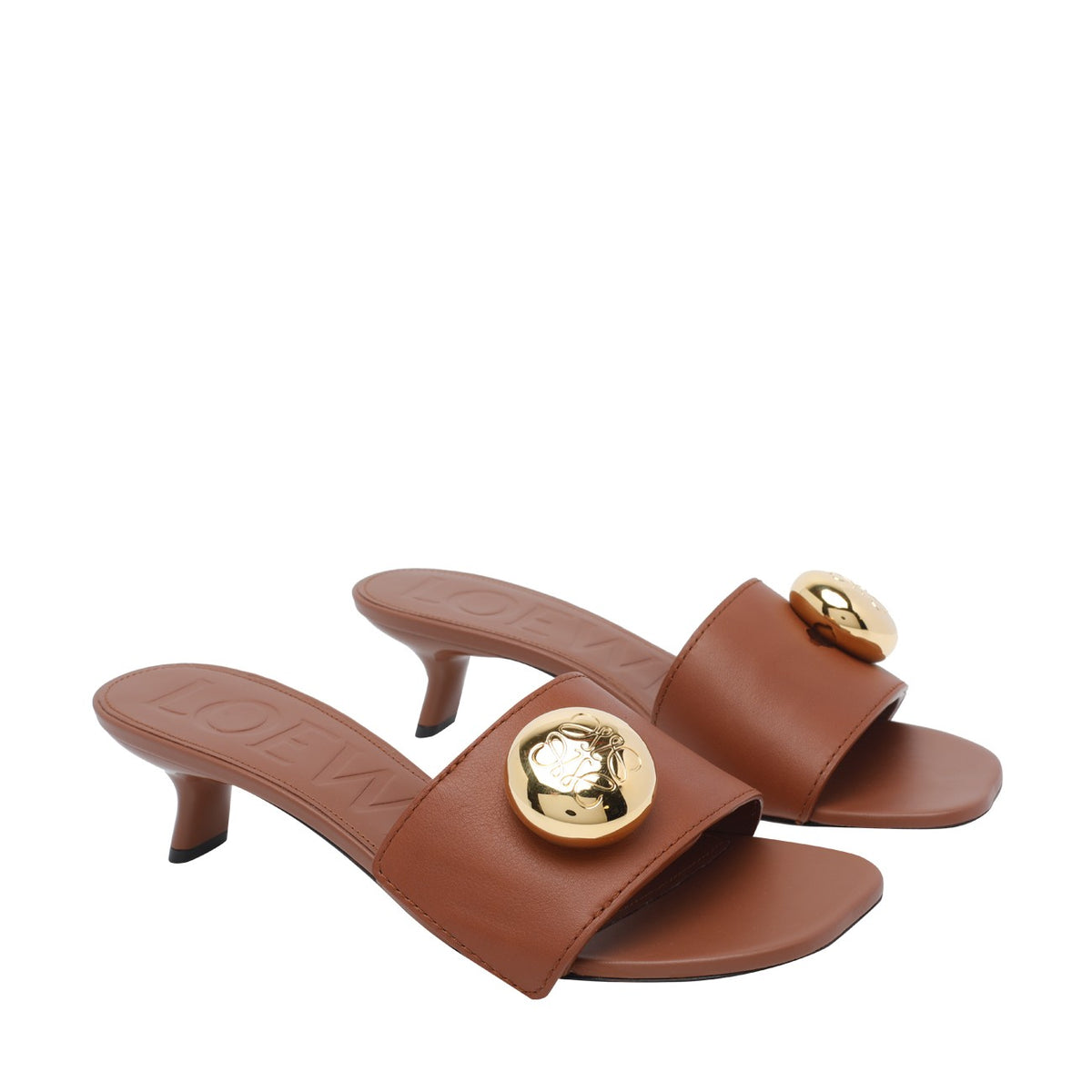 Loewe Women's Pebble Leather Pump Sandals in Brown - view 2