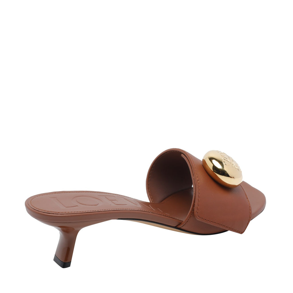 Loewe Women's Pebble Leather Pump Sandals in Brown - view 3