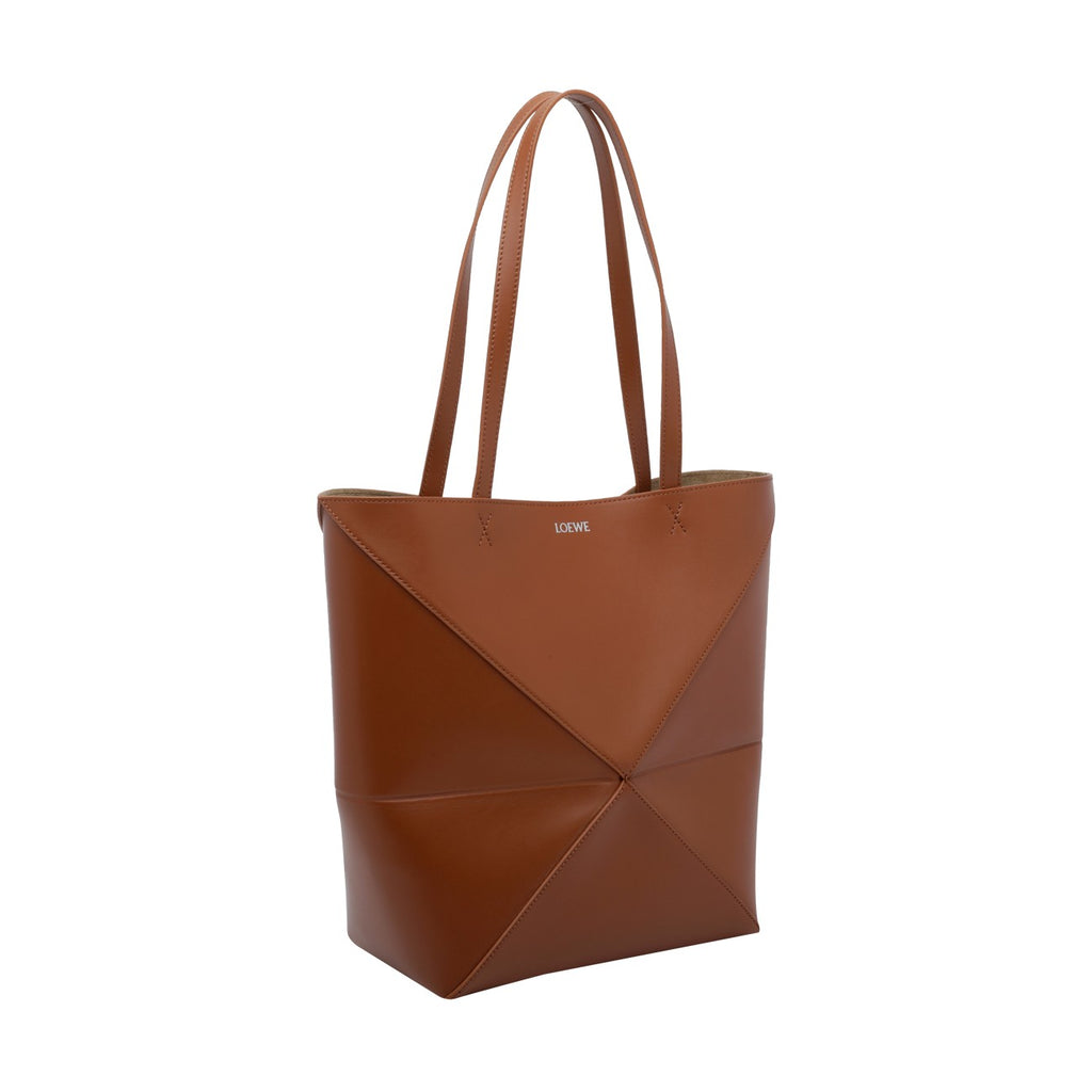 Loewe Women's Medium Puzzle Fold Leather Tote Bag in Brown - view 3